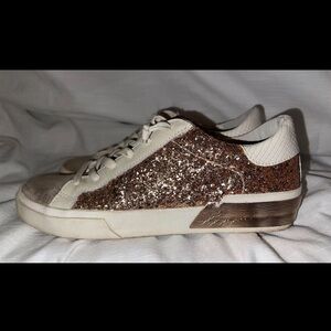 Dolce Vita Glitter Low-Top Sneaker - Rose Gold and White